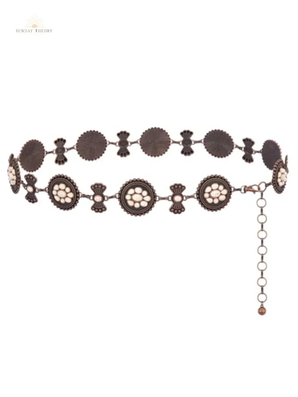 Western Concho Chain Belt for Women | Metal Turquoise Adjustable Boho Cowgirl